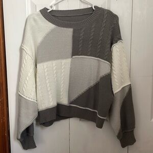 Small white and grey knit sweater no tags